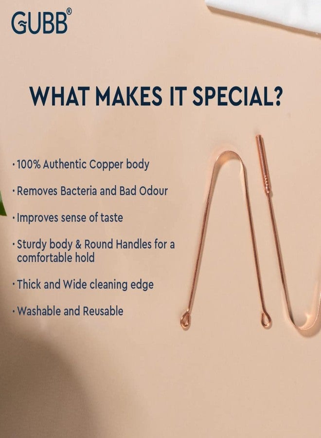 GUBB Ayurvedic Copper Tongue Cleaner for Kids & Adults with Ergonomic Handle - Effectively Combats Bad Breath, Enhances Oral Hygiene - Natural Copper Tongue Scraper for Improved Oral Health, Fresher Breath, and Gentle Tongue Cleaning Experience - Image 3